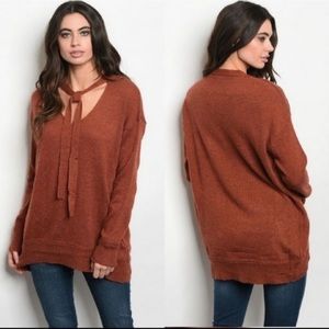 Rust Angora blend scoop neck sweater S/M/L